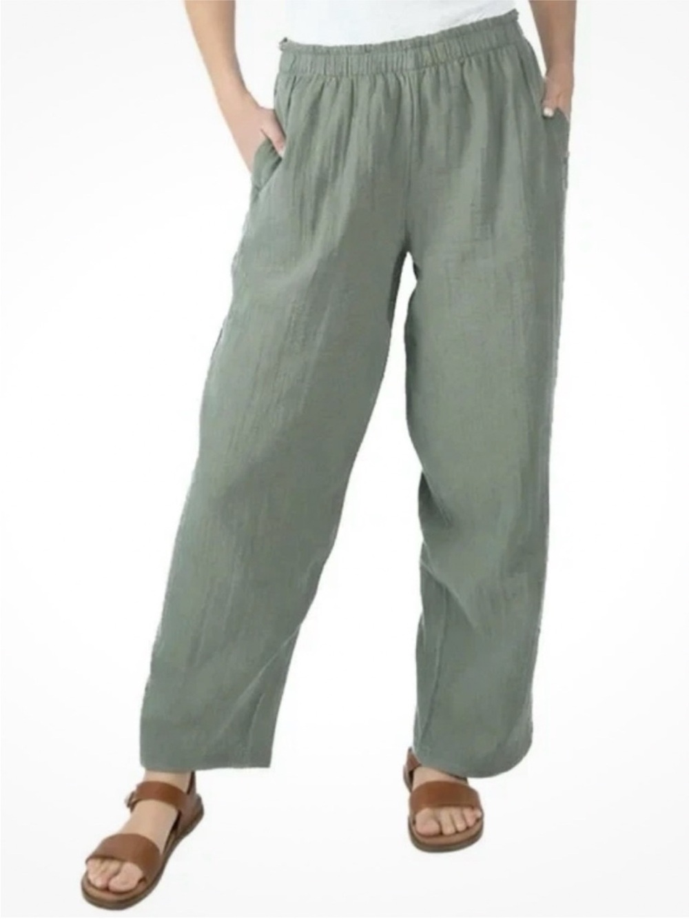NWT Coldwater Creek Relaxed Wide-Legs,Pull On Pants in Sage Green size XL